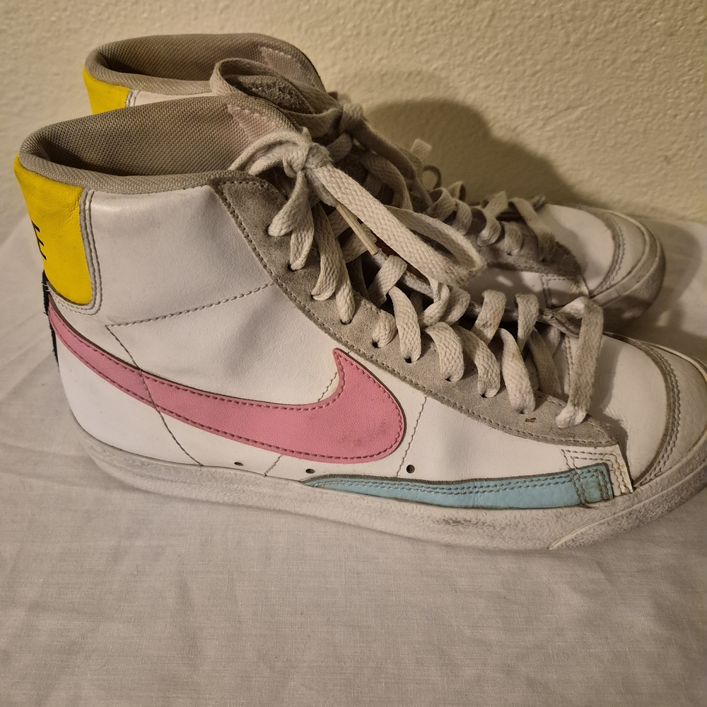 Nike  High-Top Sneakers - White, Pink, and Yellow - Picture 2 of 5
